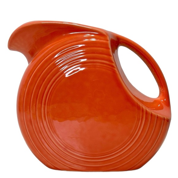 Fiesta Homer Laughlin Large 67 Ounce Disc Pitcher in Retired Persimmon Orange - Picture 11 of 11